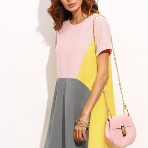 Womens Colorblock A-Line Dress